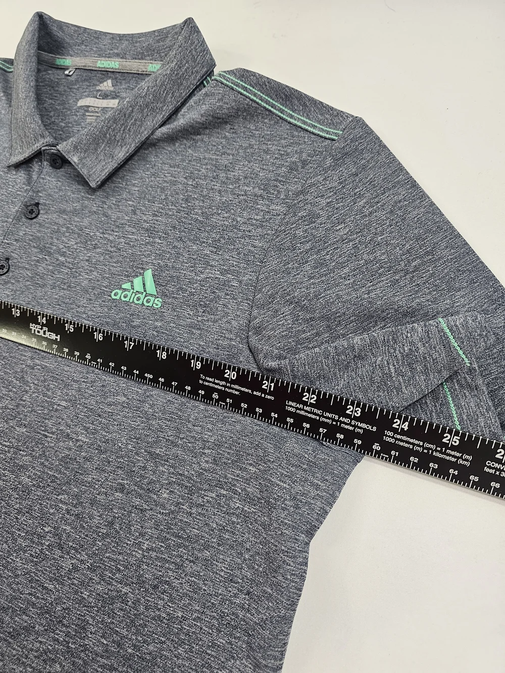 Adidas Golf Polo Teal Contrast Stitching Logo Men's Large Heather Blue Shirt